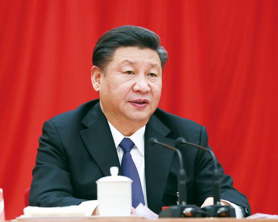 中國(guó)共產(chǎn)黨第十九屆中央委員會(huì)第三次全體會(huì)議，于2018年2月26日至28日在北京舉行。中央委員會(huì)總書(shū)記習(xí)近平作重要講話(huà)。 新華社記者 鞠鵬/攝