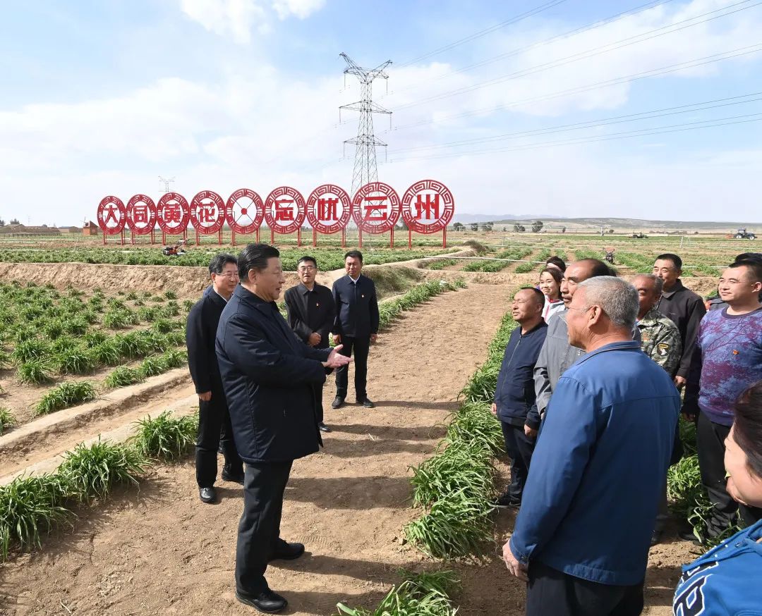 2020年5月11日，習(xí)近平考察山西大同市云州區(qū)有機(jī)黃花標(biāo)準(zhǔn)化種植基地。新華社記者 李學(xué)仁 攝